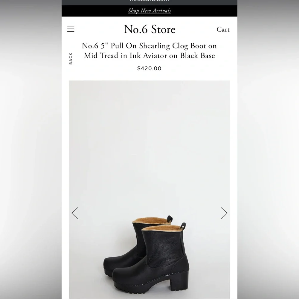 No. 6 Brand 5" Pull On Shearling Clog Boot on Mid on Black Base; Gently Worn - Picture 7 of 8